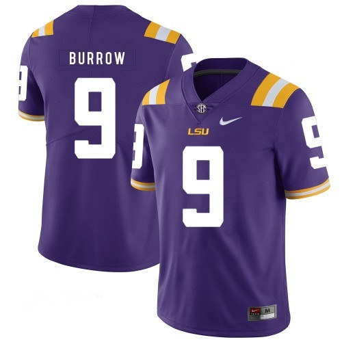 LSU Tigers #9 Joe Burrow Purple Limited Stitched NCAA Jersey