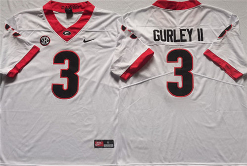 Georgia Bulldogs #3 GURLEY II White College Football Stitched Jersey