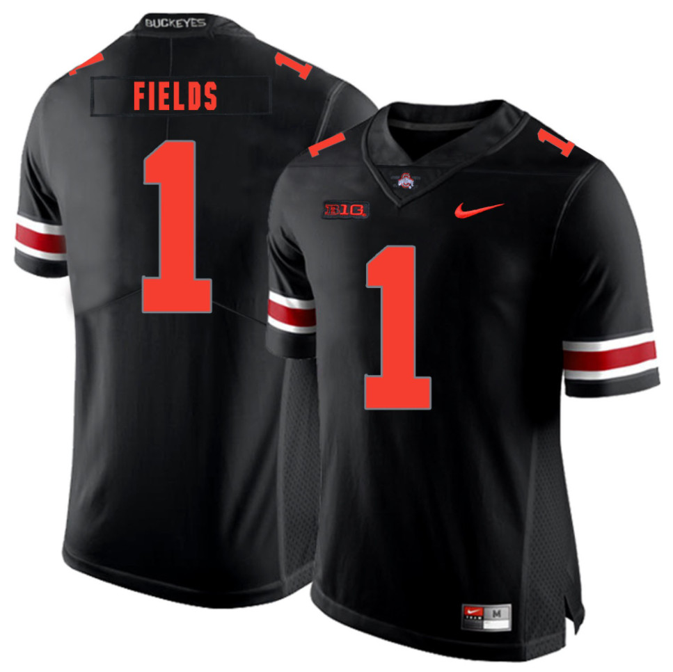 Ohio State Buckeyes # Justin Fields Black Stitched Jersey