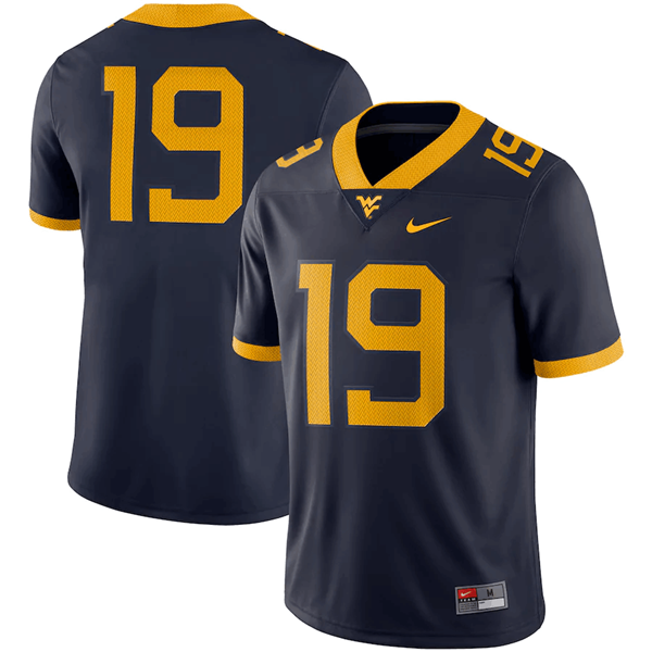 Mountaineers #19 Navy Stitched NCAA Jersey