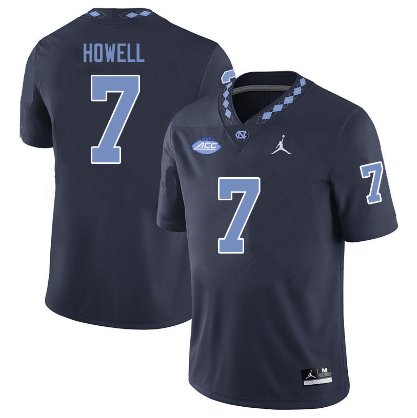 North Carolina #7 Sam Howell Navy Stitched NCAA Jersey - Click Image to Close