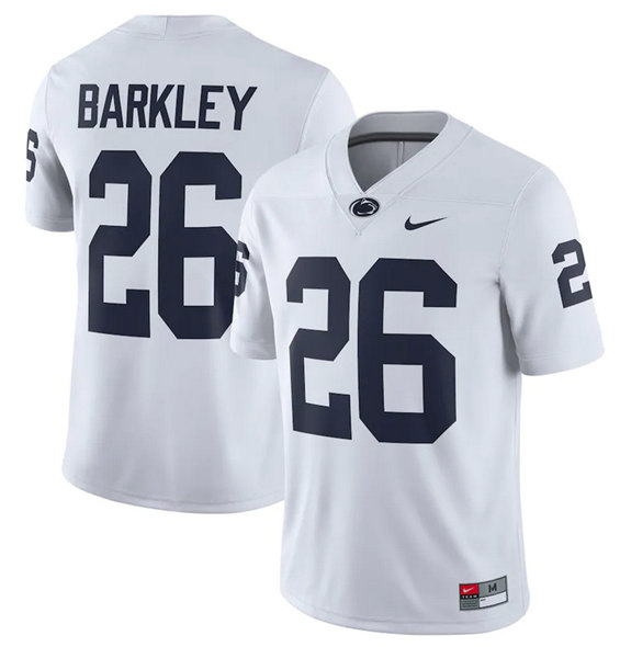 Penn State Nittany Lions #26 Saquon Barkley White Stitched Jersey - Click Image to Close