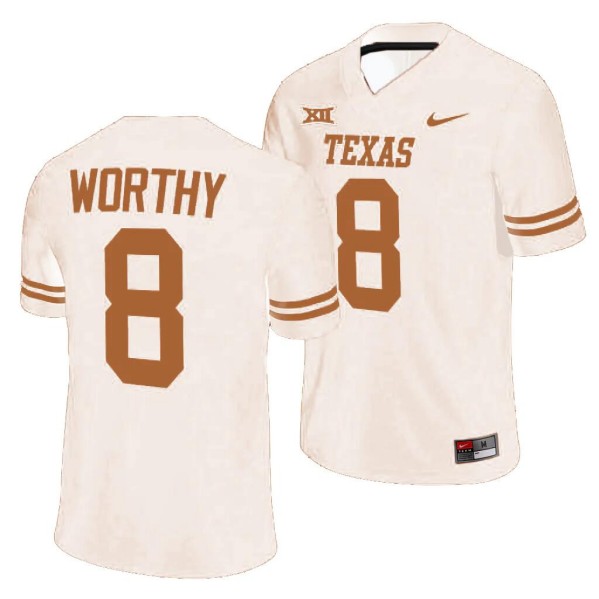 Texas Longhorns #8 Xavier Worthy Cream Stitched Jersey