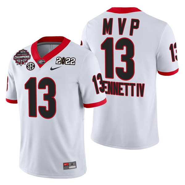 Georgia Bulldogs #13 Stetson Bennett 2021/22 CFP National Champions White College Football Stitched Jersey