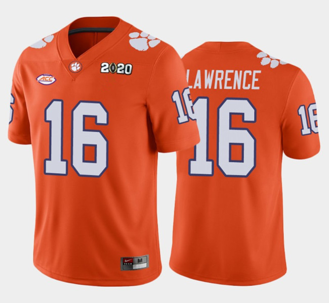 Clemson Tigers #16 Trevor Lawrence Orange 2020 National Championship Stitched Football Jersey