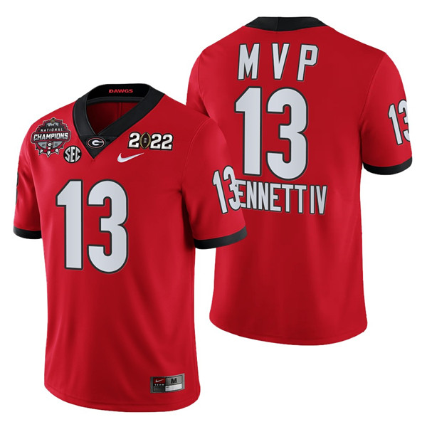 Georgia Bulldogs #13 Stetson Bennett 2021/22 CFP National Champions Red College Football Stitched Jersey