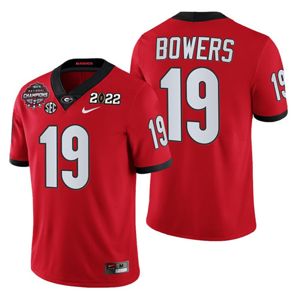 Georgia Bulldogs #19 Brock Bowers 2021/22 CFP National Champions Red College Football Stitched Jersey