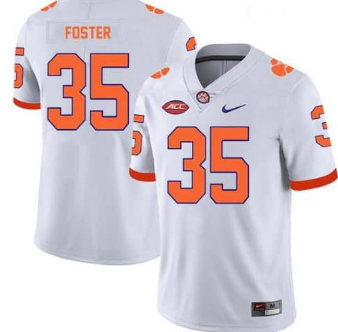 Clemson Tigers #35 Justin Foster White Stitched Football Jersey