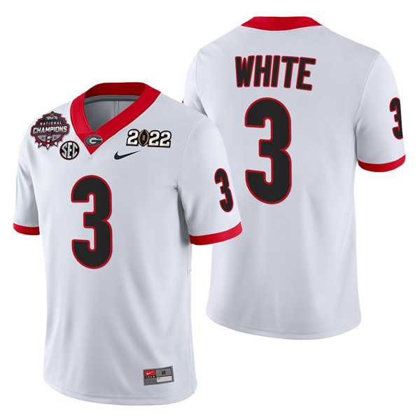 Georgia Bulldogs #3 Zamir White 2021/22 CFP National Champions White College Football Stitched Jersey