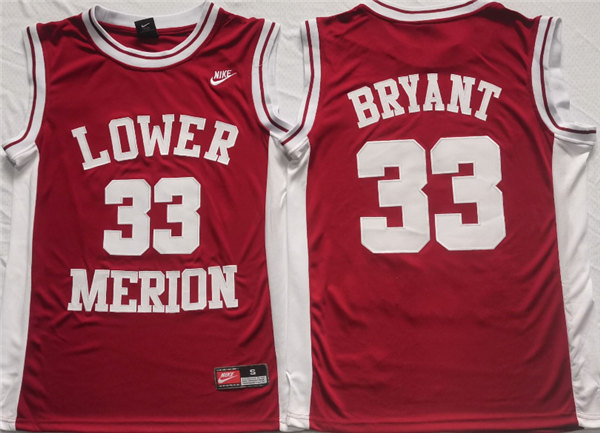 Lower Merion #33 Kobe Bryant Red Stitched Jersey