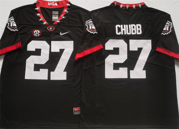 Georgia Bulldogs #27 CHUBB Black College Football Stitched Jersey