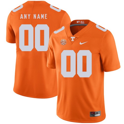 Tennessee Volunteers Custom Name Number Orange Stitched Football Jersey