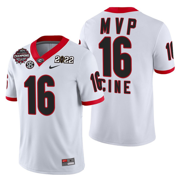 Georgia Bulldogs #16 Lewis Cine 2021/22 CFP National Champions White College Football Stitched Jersey