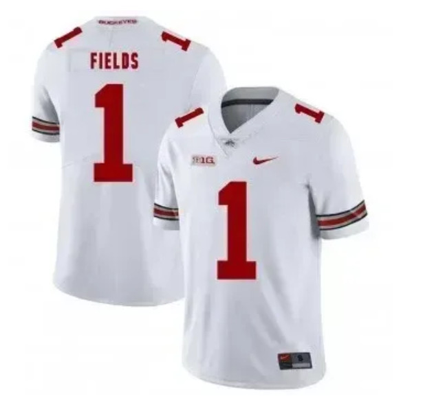 Ohio State Buckeyes #1 Justin Fields White NCAA Jersey