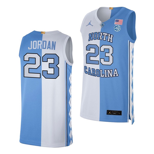 North Carolina Tar Heels #23 Michael Jordan Blue White Split Stitched Jersey