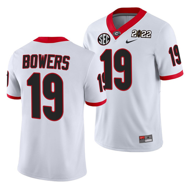 Georgia Bulldogs #19 Brock Bowers 2022 Patch White College Football Stitched Jersey