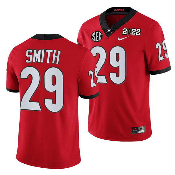 Georgia Bulldogs #29 Christopher Smith 2022 Patch Red College Football Stitched Jersey