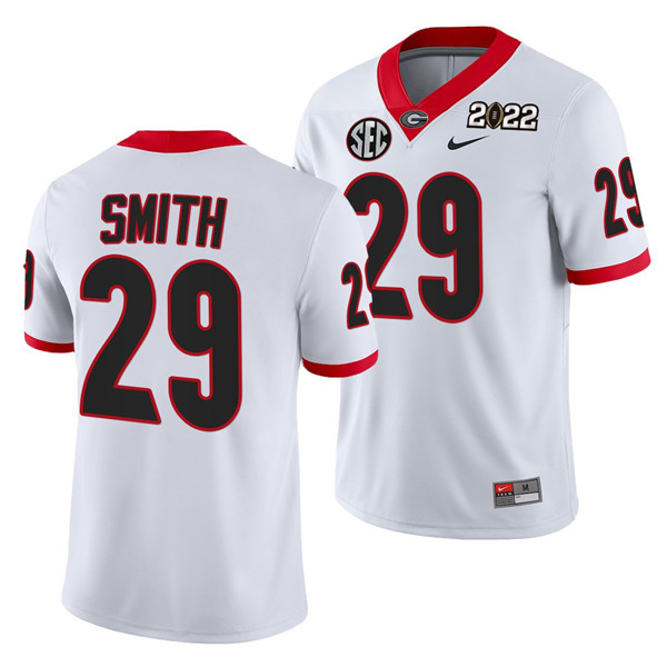 Georgia Bulldogs #29 Christopher Smith 2022 Patch White College Football Stitched Jersey