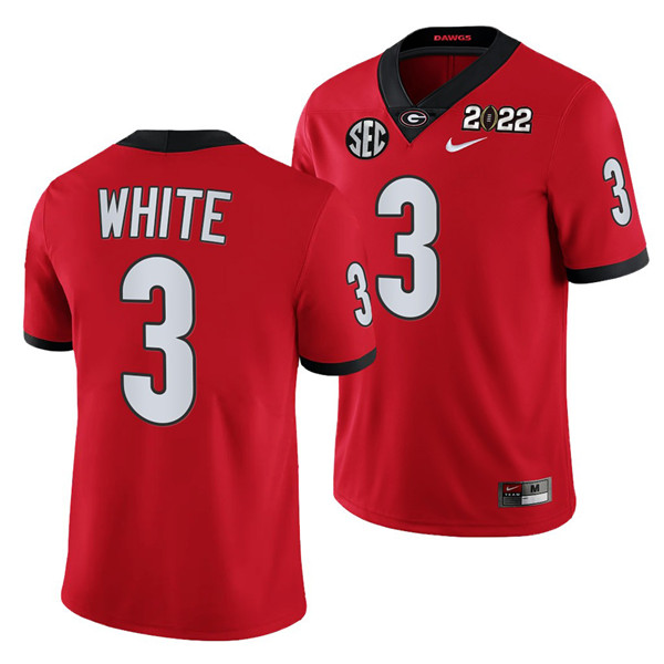 Georgia Bulldogs #3 Zamir White 2022 Patch Red College Football Stitched Jersey