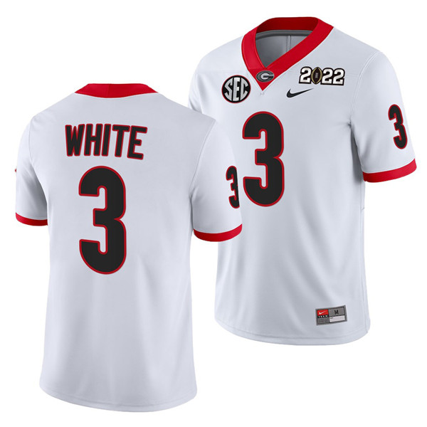 Georgia Bulldogs #3 Zamir White 2022 Patch White College Football Stitched Jersey