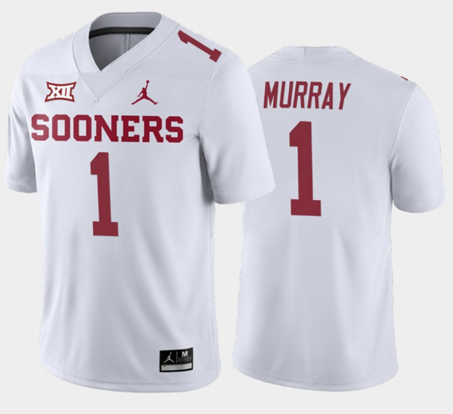 Oklahoma Sooners Crimson #1 Kyler Murray White Stitched Jersey