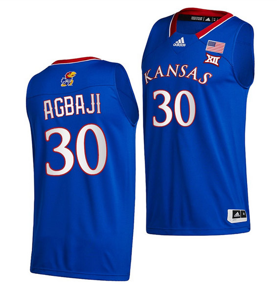 Kansas Jayhawks #30 Ochai Agbaji Royal Basketball Stitched Jersey