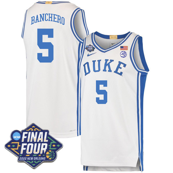 Duke Blue Devils #5 Paolo Banchero 2022 White Final Four Stitched Basketball Jersey