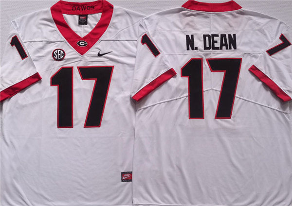 Georgia Bulldogs #17 N.DEAN White College Football Stitched Jersey