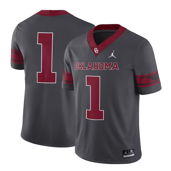 Oklahoma Sooners #1 Anthracite Game NCAA Jersey