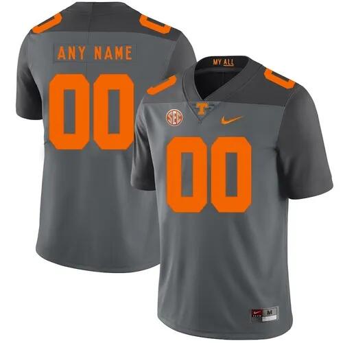 Tennessee Volunteers Custom Name Number Gray College Stitched Football Jersey