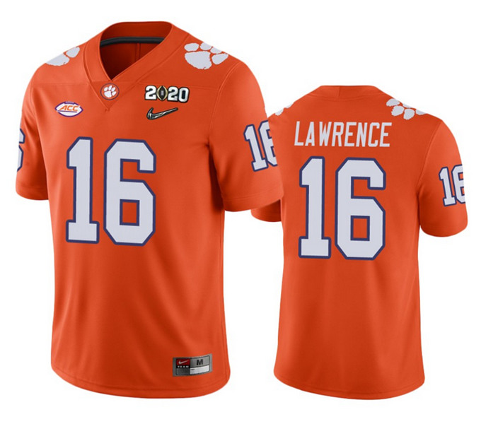 Clemson Tigers #16 Trevor Lawrence Orange 2020 National Championship Stitched Football Jersey