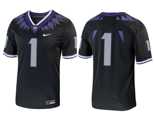 TCU Horned Frogs #1 Black Stitched Game Jersey