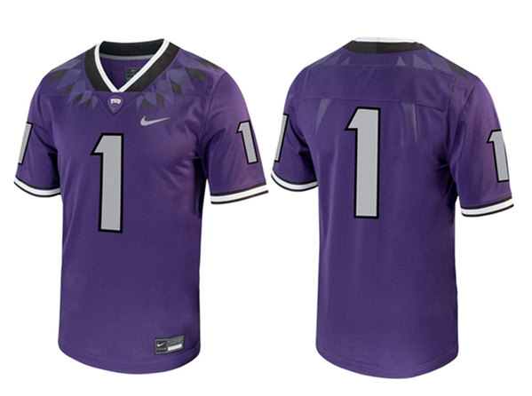 TCU Horned Frogs #1 Purple Stitched Game Jersey