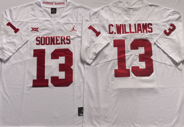 Oklahoma Sooners #13 C.WILLIAMS White Stitched Jersey