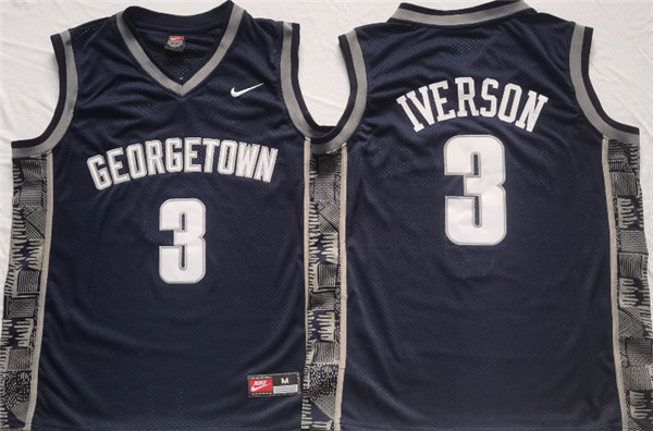 Georgetown Hoyas #3 Allen Iverson Navy Stitched Jersey