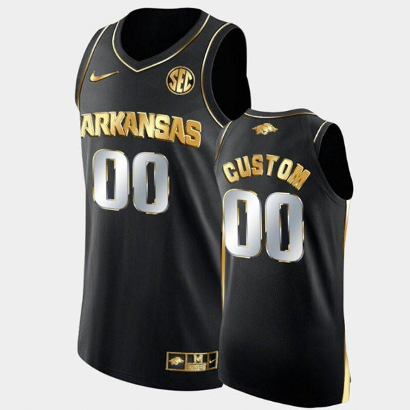 Arkansas Razorbacks Custom Black/Golden Stitched Basketball Jersey