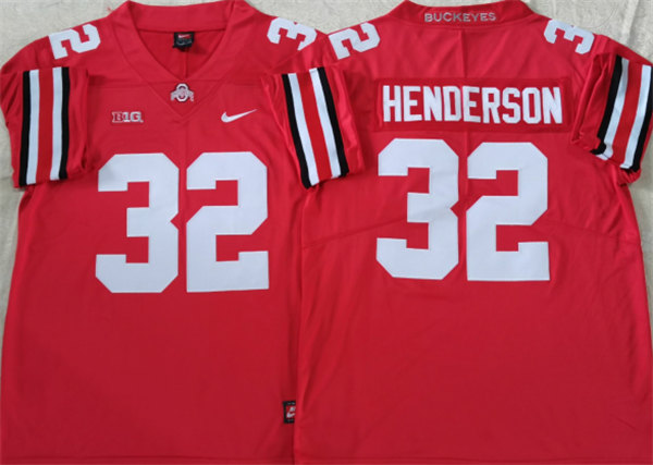 Ohio State Buckeyes #32 HENDERSON Red Stitched Jersey