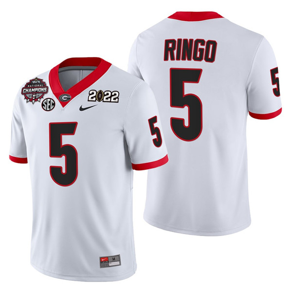 Georgia Bulldogs #5 Kelee Ringo 2021/22 CFP National Champions White College Football Stitched Jersey