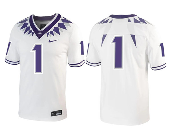 TCU Horned Frogs #1 White Stitched Game Jersey