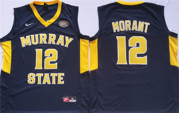 Murray State Racers #12 Ja Morant Navy Stitched Jersey