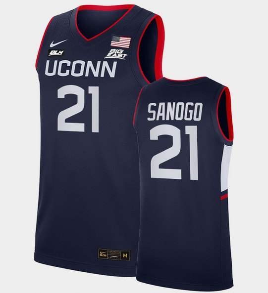 Uconn Huskies #21 Adama Sanogo Navy Blue Basketball Stitched NCAA Jersey