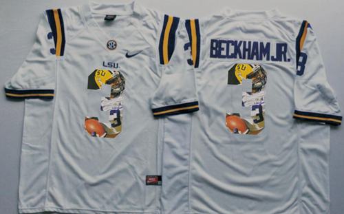 LSU Tigers #3 Odell Beckham Jr White Player Fashion Stitched NCAA Jersey