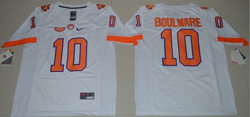 Tigers #10 Ben Boulware White Limited Stitched NCAA Jersey - Click Image to Close