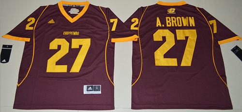 Chippewas #27 Antonio Brown Maroon Stitched NCAA Jersey