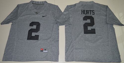 Crimson Tide #2 Jalen Hurts Gridiron Gray Limited Stitched NCAA Jersey - Click Image to Close