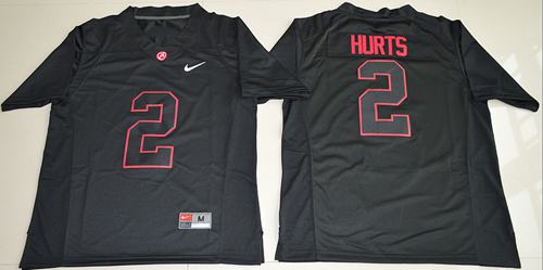 Crimson Tide #2 Jalen Hurts Blackout Limited Stitched NCAA Jersey