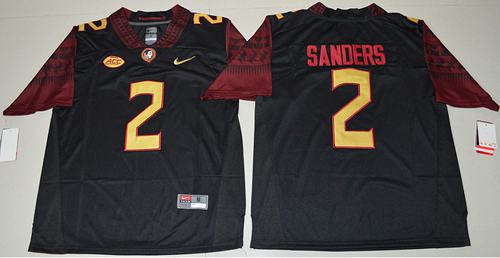 Seminoles #2 Deion Sanders Black Limited Stitched NCAA Limited Jersey - Click Image to Close