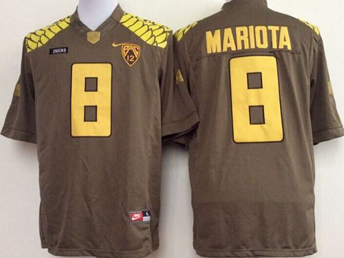 Ducks #8 Marcus Mariota Olive Limited Stitched NCAA Jersey