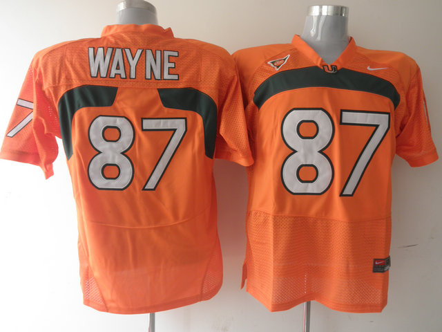 Hurricanes #87 Reggie Wayne Orange Stitched NCAA Jerseys - Click Image to Close