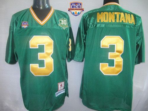 Dame #3 Joe Montana Green With 30TH Patch 2013 BCS National Championship Stitched NCAA Jersey - Click Image to Close